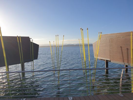 Aussicht vom Hotel Palafitte direkt auf den Neuenburgersee