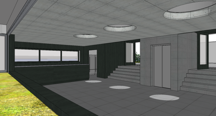 Foyer Dachterrasse (gedeckter Teil mit Sicht auf den offenen Bereich)
